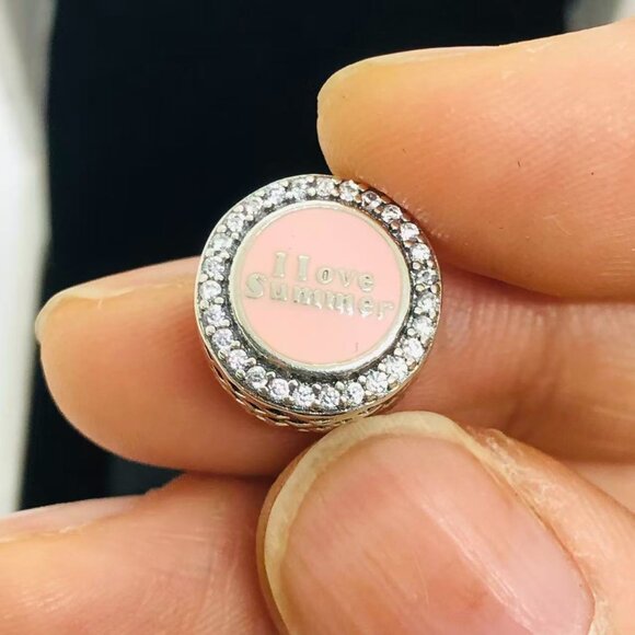 ✨🔥Pandora I love Summer button Charm beach Charm S925 Silver with box - Picture 2 of 4